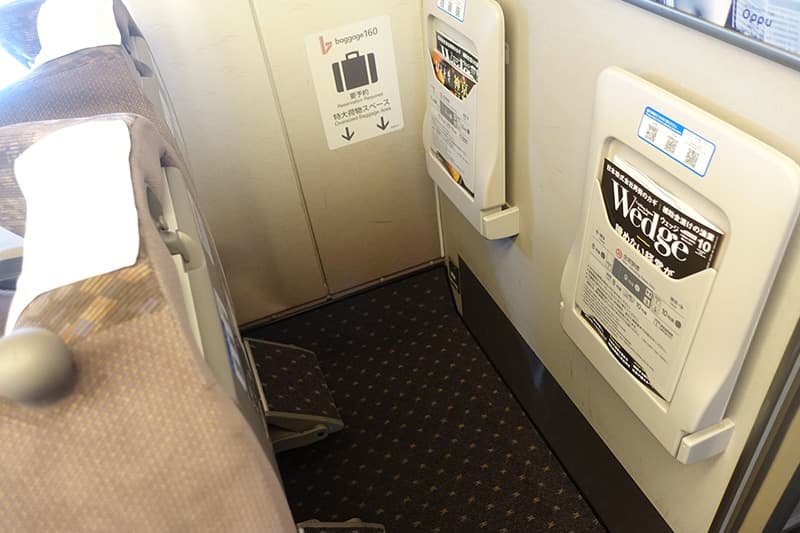 新幹線のグリーン車の特大荷物スペース