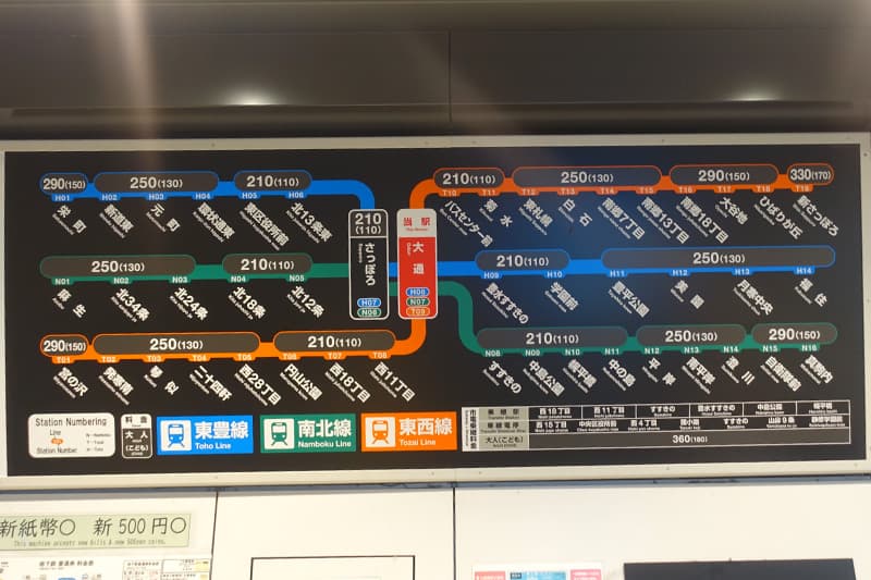 札幌市営地下鉄の路線図
