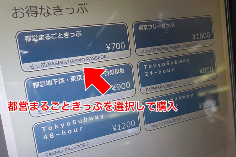 都営まるごときっぷを選択して購入