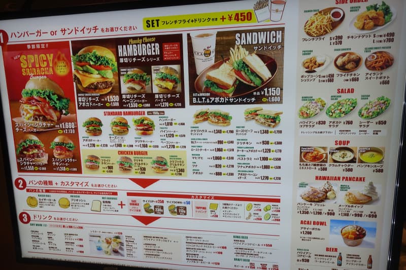 クアアイナ ルクア大阪店のメニュー
