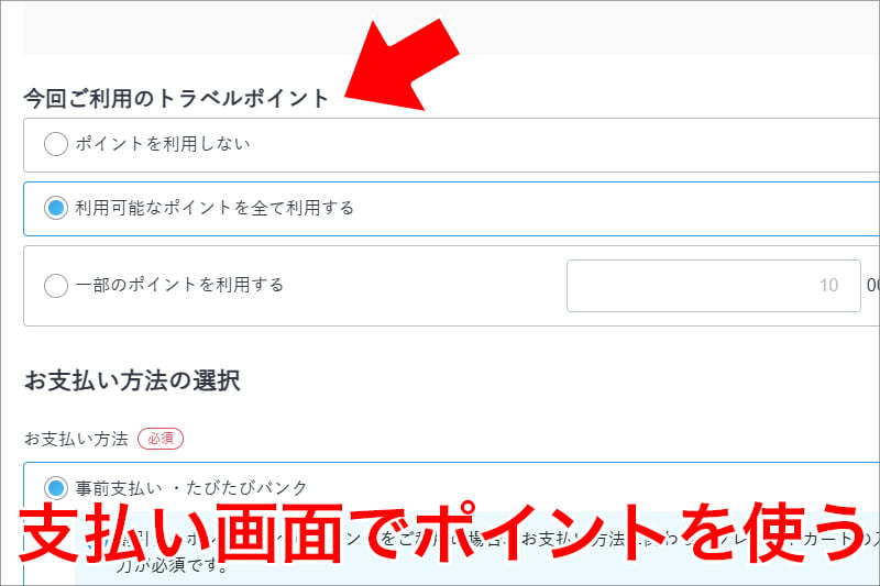 支払い画面でポイントを使う